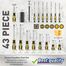Load image into Gallery viewer, Magnetic Screwdrivers Set With Case, 43-piece Includs Slotted, Phillips, Hex, Pozidriv, Torx And Precision Screwdriver Set