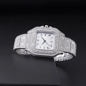 Men's Luxury Stainless Steel Quartz Wristwatch Business Casual Silver Watch