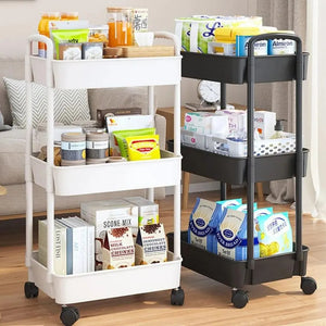 Multi-Storey Mobile Storage Rack Trolley with Wheels - Home Organizer