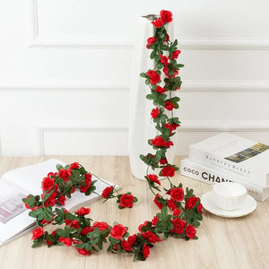 2.5m 1.8m Artificial Rose Flower Vine Garland Silk White Pink Wedding Decoration