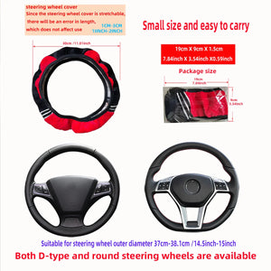 Plush Cartoon Cat Steering Wheel Cover Hand Warm Car Accessories 14.5-15INCH