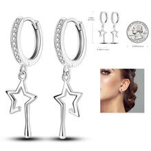 Load image into Gallery viewer, 925 Silver Hoop Earrings  For Woman Pendientes Zircon Heart Shape Star Eardrop Original Earring Fashion Jewelry