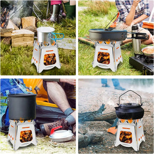 Portable Camping Wood Stove Stainless Steel Folding Lightweight Outdoor BBQ Picnic