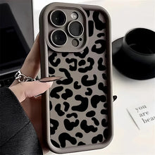 Load image into Gallery viewer, Black Leopard Print Pattern Silicone Phone Case For iPhone 17 11 12 13 14 15 16 Pro Max 16E X XS XR 7 8 Plus 16 Shockproof Cover
