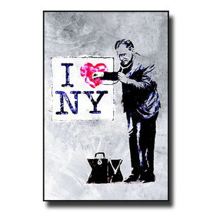 Banksy Street Graffiti Decorative Canvas Painting Art Poster Abstract Figure Mural Room Wall Decoration Prints