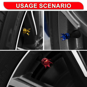 4 PCS Universal Crown Car Wheel Tire Valve Caps Tyre Rim Stem Covers Airdust Decoration