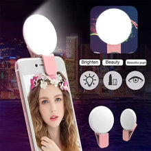 Load image into Gallery viewer, Mini Selfie Ring Light Portable LED Lamp USB Charging Photography Clip Ring Light Universal Mobile Phone Live Video Beauty Lamp
