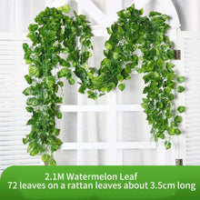 Load image into Gallery viewer, 2.1M Green Ivy Leaf Hanging Vine Artificial Garland – Silk Wall Plant Home Garden Decoration Wedding Party DIY Fake Wreath Leaves