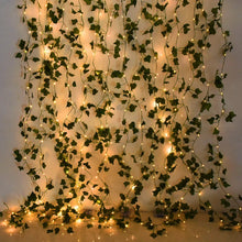Load image into Gallery viewer, 2/5/10M Silk Leaves Fake Creeper Green Leaf Ivy Vine LED String Lights for Home Wedding Hanging Garland Artificial Plants Decor