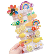 Load image into Gallery viewer, 14PCS Baby Girl Hair Clips Set - Flower Fruit Cartoon Barrettes &amp; Rubber Bands