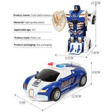 Load image into Gallery viewer, Blue Police Car Toy - One-Button Deformation, Kids Inertia Impact - Boys Toy