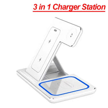 Load image into Gallery viewer, Foldable 3 in 1 30W Wireless Charging Station for iPhone 17 16 15 14 13 12 Pro Max iWatch 11 Airpods Pro Fast Charger Stand Dock