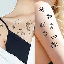 Load image into Gallery viewer, 10pcs Waterproof Temporary Tattoo Stickers - Love, Moon, Sun, Skull, Planet, Wrist Tattoos