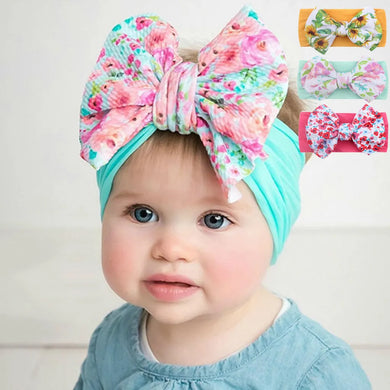 3Pcs Baby Headbands Floral Bow Elastic Soft Newborn Headbands for Baby Girl Turban Set