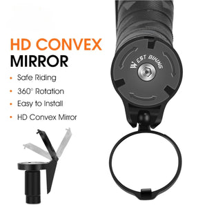 Bicycle Mini Mirror - 360° Rotate, Handlebar Rearview Mirror for MTB/Road Bike Safety