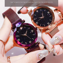 Load image into Gallery viewer, Women&#39;s Starry Sky Watch - Magnet Buckle, Mesh Belt, Diamond Quartz, Fashion Dress Clock