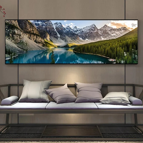 Gorgeous Landscape Canvas Print Painting Lake Forest Mountain Scenery Wall Art Poster For Living Room Bedroom Decoration Picture