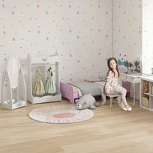 Load image into Gallery viewer, HOMCOM Kids Vanity Table &amp; Stool Girls Dressing Set Make Up Desk with Rotatable Mirrors Drawer Star &amp; Heart Pattern White