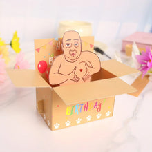 Load image into Gallery viewer, 1pc Hilarious Happy Birthday Pop-Up Card - Humorous 3D Character Design with Heart Balloons &amp; Confetti, Whimsical Card