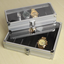 Load image into Gallery viewer, Useful Aluminium Watches Box 12 Grid Slots Jewelry Watches Display Storage Box Square Case Suede Inside Rectangle Watch Holder