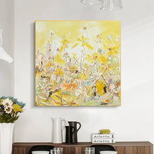 Load image into Gallery viewer, Scandinavian Yellow Floral Wall Art - Textured Landscape Oil Painting Poster