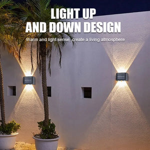 4LED Solar Wall Light: Waterproof Up/Down Courtyard Garden Carport Lamp