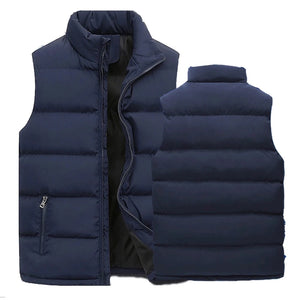 Men’s Warm Vest Jacket – Waterproof Sleeveless Winter Coat with Zipper & Stand-up Collar