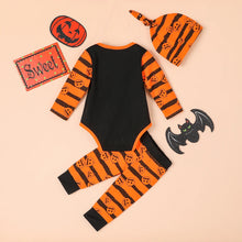 Load image into Gallery viewer, Autumn Winter 3PCS Baby Boys Long Sleeve Pumpkin Pantsuit Halloween Set + Hat