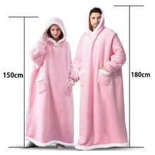 Load image into Gallery viewer, 180cm Super Long Flannel Blanket Pyjamas with Sleeves Winter Hoodies Sweatshirt Women Men Pullover Fleece Giant Oversized Outdoo