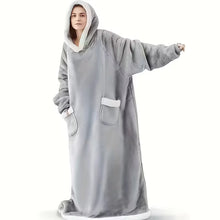Load image into Gallery viewer, Super Long Flannel Blanket with Sleeves Winter Hoodies Sweatshirt Women Men Pullover Fleece Giant TV Blanket Oversized