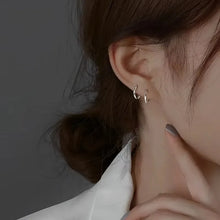 Load image into Gallery viewer, 925 Sterling Silver Round Stud Earrings for Women Simple Inlaid Design Hoops Earrings Wedding Party Jewelry Accessories Gifts