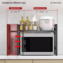 Load image into Gallery viewer, 1pc Expandable 42-64cm Microwave Shelf Organizer, Moisture And Rust Proof Microwave Countertop Organizer,Tableware Storage