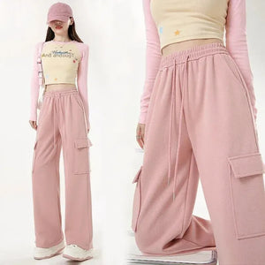 Women's 2023 Autumn Winter High Waist Casual Pants Loose Slim Fit Street Style Cotton
