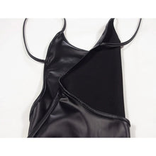 Load image into Gallery viewer, Sexy Faux Leather Dress Backless Club Party Short Dress Solid Black Wet Look Latex Bodycon Push Up Bra Mini Micro Dress