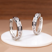 Load image into Gallery viewer, New 925 Sterling Silver Shining Zircon Earrings Women's Circle Round Earrings Fashionable Elegant Jewelry Birthday Party Gifts