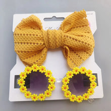 Load image into Gallery viewer, 2Pcs Baby Headband &amp; Sunglasses Set - Elastic Nylon - Daisy Headband &amp; Flower Sunglasses