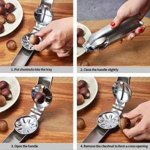 2-in-1 Stainless Steel Chestnut Cracker and Opener - Kitchen Nut Tool