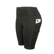 Load image into Gallery viewer, CHRLEISURE Women Solid Yoga Shorts with 3 Pockets High Waist Butt Lifting Workout Tights Gym Elastic Cycling Shorts Activewear