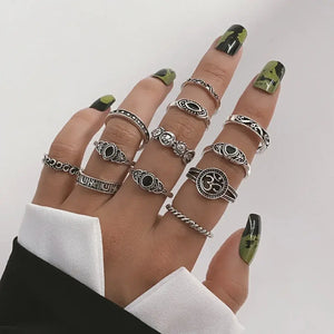 Retro Diamond Eye Horus Star Moon Alliance Ring - Handmade Unisex Jewelry