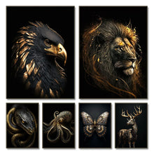 Load image into Gallery viewer, Black Gold Wildlife Canvas - Nordic Aesthetic Wall Art for Living Room Decor