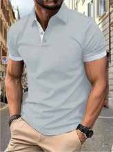 Load image into Gallery viewer, Men's short sleeve color matching fashion with men's lapel short sleeve