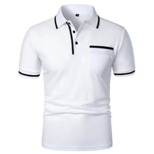 Load image into Gallery viewer, New Men's Short Sleeve Polo Shirts Solid Color Casual T-shirt Summer Trendy Breathable Loose Basic Splice Top Pockets Men Shirts