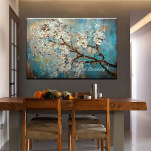 Classic Retro Blue Tree Wall Art - HD Oil Canvas Poster Home Decor Gift