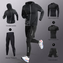Load image into Gallery viewer, 3-7Pcs Men's Ice Fiber Quick-Dry Running Fitness Full Set/Suit Tracksuit For Marathon, Training Cycling，Jogging,Gym， sweatpants