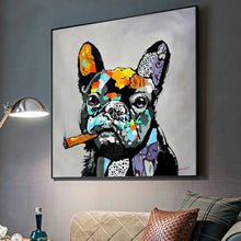 Load image into Gallery viewer, Scandinavian Bulldog Smoking Graffiti HD Canvas Poster, Home Decor