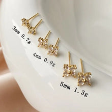 Load image into Gallery viewer, Gold Color Flower Shape CZ Stud Earrings Women&#39;s Party Wedding Fashion Jewelry