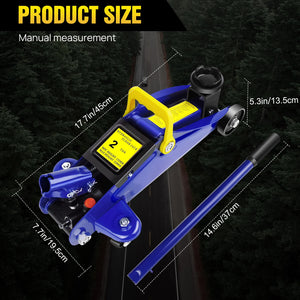 2 Ton Hydraulic Trolley Steel Jack – Flat Lifting Height 135-320 mm with 360° Wheels | Car Lifter Axle Stand for Workshop & Home