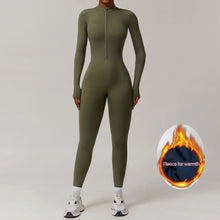 Load image into Gallery viewer, Winter Autumn Women's One-piece Yoga Jumpsuit leggings Long-sleeved Warm ski Overalls Outerwear High Elastic Cycling Bodysuit