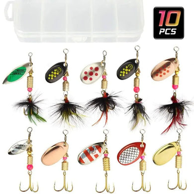 Metal Spoon Spinner Lure 10pcs Set - Fishing Wobblers for Pike, Crankbaits Tackles