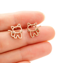 Load image into Gallery viewer, 1 Pair Cute Cat Stainless Steel Stud Earrings for Mens Womens Punk Students Gifts Trend Fashion Small Ear Studs Jewelry